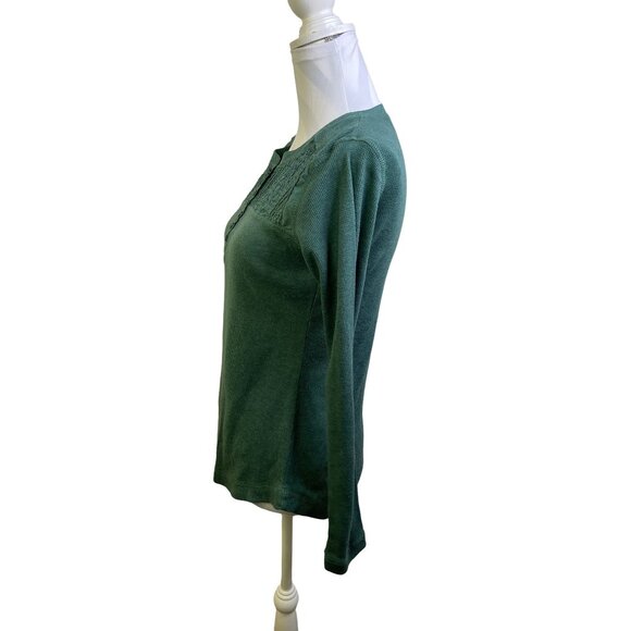 Bob Timberlake Long Sleeve Ribbed Top  Small Green - Picture 2 of 5